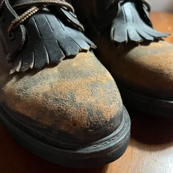 Rhino Distressed Leather Lace Up Packer Boots US 8 Grunge Hobo Combat Western